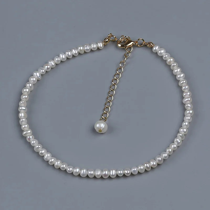 Real Freshwater Pearl Chain Anklets for Women Pearl Ankle Bracelet
