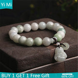 Natural Jade Bead Bracelet & Maitreya Buddha Pendant Jewelry