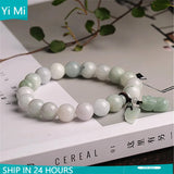 Natural Jade Bead Bracelet & Maitreya Buddha Pendant Jewelry