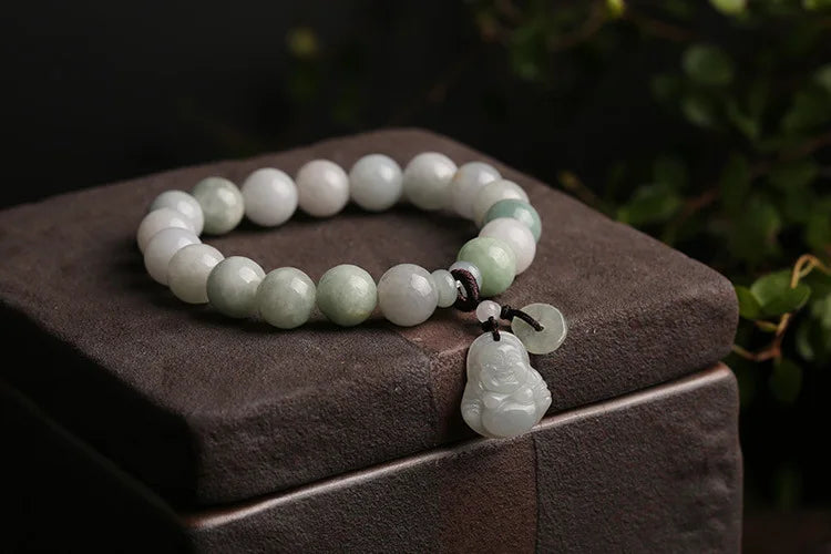 Jade Bead Bracelet with PIXIU Pendant