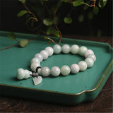 Jade Bead Bracelet with PIXIU Pendant