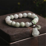 Jade Bead Bracelet with PIXIU Pendant
