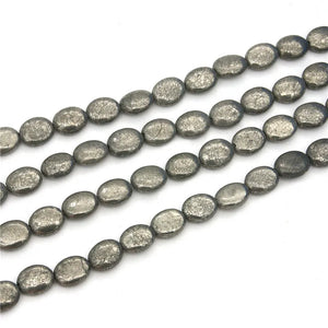 Real Stone Pyrite Oval Beads 8x10/10x14mm for Jewelry Making