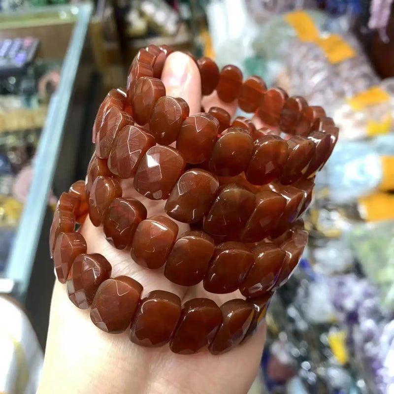 Natural Red Agate 10x14mm Gemstone Bracelet for Women and Men