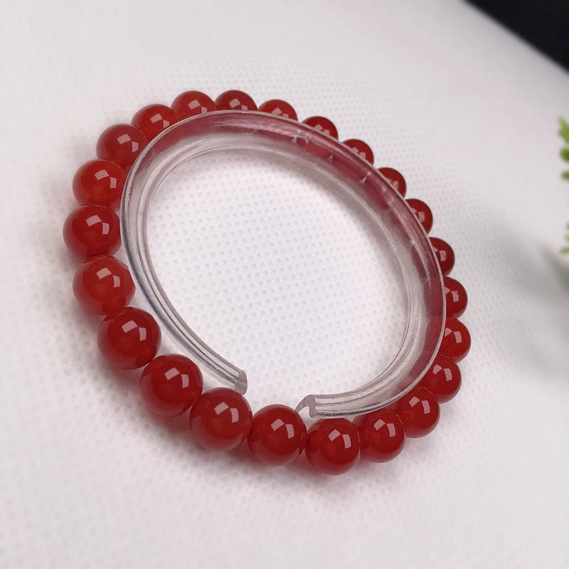 Red Agate 8mm Bead Bracelet Unisex Jewelry