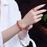 Red Agate Bangle 14K Filled Fairy Light Gift Women Healing Jewelry