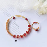 Red Agate Bangle 14K Filled Fairy Light Gift Women Healing Jewelry