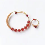 Red Agate Bangle 14K Filled Fairy Light Gift Women Healing Jewelry