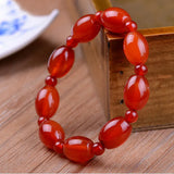 Red Agate Barrel Bead Bracelet - Trendy Unisex Bracelet