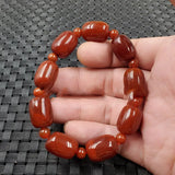 Red Agate Barrel Bead Bracelet for Men and Women