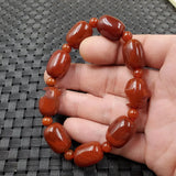 Red Agate Barrel Bead Passepartout Bracelet for Men and Women