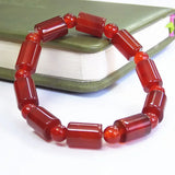 Red Agate Barrel Beads Bracelet for Women's Animal Year Joker Jewelry