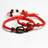 Red Agate Beads Bracelet Adjustable Charm Jewellery DIY Hand-Carved Luck Amulet