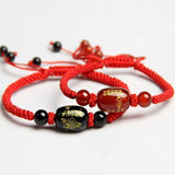 Red Agate Beads Bracelet Adjustable Charm Jewellery DIY Hand-Carved Luck Amulet