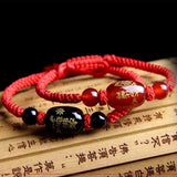 Red Agate Beads Bracelet Adjustable Charm Jewellery DIY Hand-Carved Luck Amulet