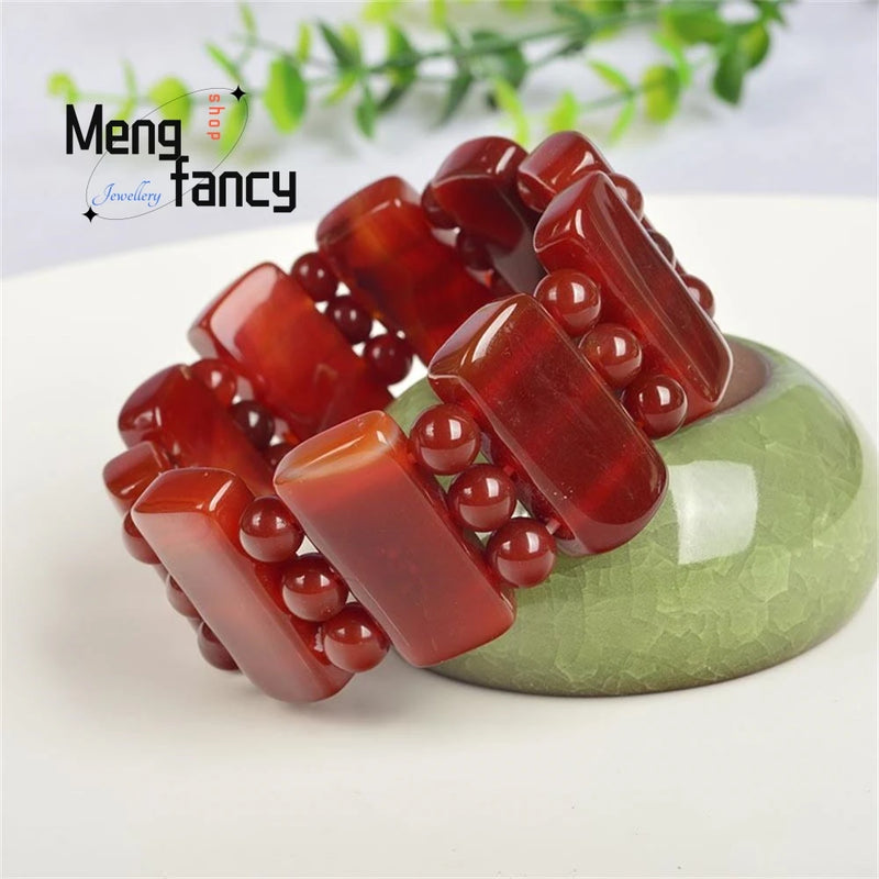 Red Agate Bracelet Charms Fine Jewelry Women Men Decorations Souvenir Gift