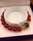 Red Agate Bracelet 14K Yellow Bead Hand Jewelry