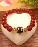 Red Agate Bracelet 14K Yellow Bead Hand Jewelry
