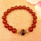 Red Agate Bracelet 14K Yellow Bead Hand Jewelry
