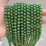 Red Agate Carved Copper Cash Beads Round Spacer 6-14mm