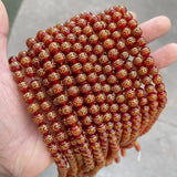 Red Agate Carved Copper Cash Beads Round Spacer 6-14mm