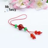 Red Agate Chalcedony Beads Pendant Key Chain Retro Style Charm Gift