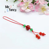 Red Agate Chalcedony Beads Pendant Key Chain Retro Style Charm Gift