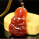 Red Agate Chalcedony Guanyin Pendant Necklace Fine Jewelry