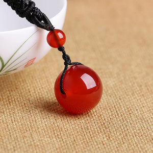 Red Agate Chalcedony Pendant Obsidion Bead Necklace Gift for Women
