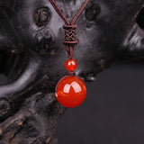 Red Agate Chalcedony Pendant Obsidion Bead Necklace Gift for Women