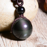 Red Agate Chalcedony Pendant Obsidion Bead Necklace Gift for Women