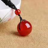 Red Agate Chalcedony Pendant Obsidion Bead Necklace Gift for Women