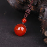 Red Agate Chalcedony Pendant Obsidion Bead Necklace Gift for Women