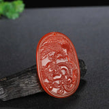Red Agate Dragon Phoenix Jade Pendant Necklace Chalcedony Charm