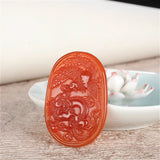 Red Agate Dragon Phoenix Jade Pendant Necklace Chalcedony Charm