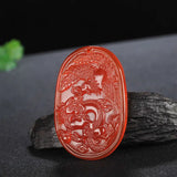 Red Agate Dragon Phoenix Jade Pendant Necklace Chalcedony Charm