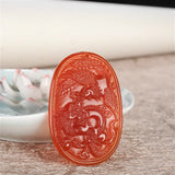 Red Agate Dragon Phoenix Jade Pendant Necklace Chalcedony Charm
