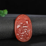 Red Agate Dragon Phoenix Jade Pendant Necklace Chalcedony Charm