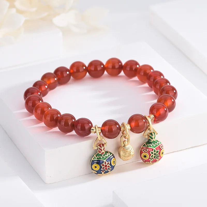 Red Agate Ethnic Pendant Bracelet Lucky Amulet Healing Gem Jewelry