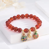 Red Agate Ethnic Pendant Bracelet Lucky Amulet Healing Gem Jewelry