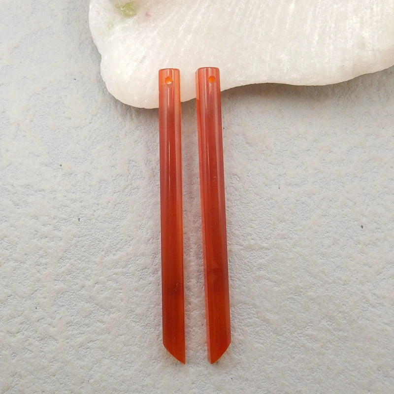 Natural Red Agate Woman Earring Beads Jewelry For Women Earring Pair 56x4x4mm