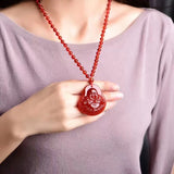 Red Agate Five Emperors Qian Xiaofo Pendant for Women