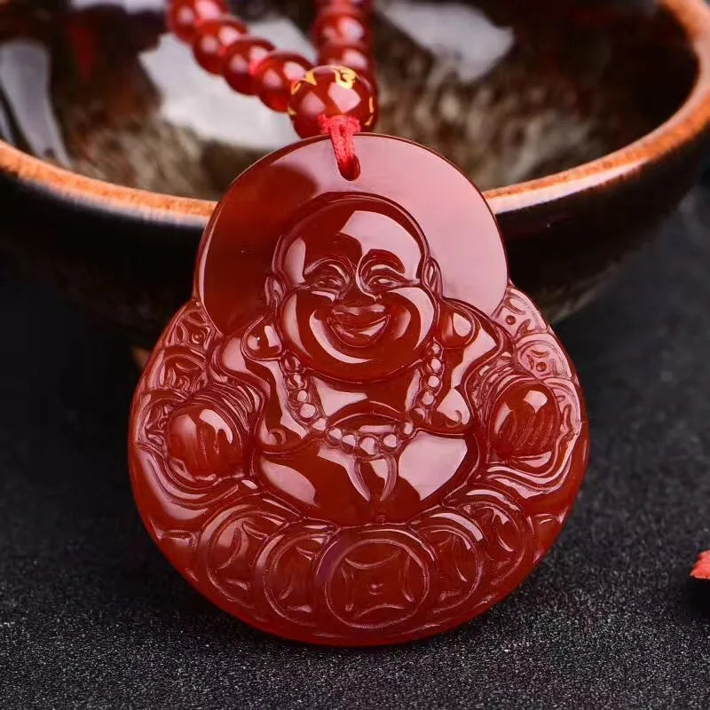 Red Agate Five Emperors Qian Xiaofo Pendant for Women