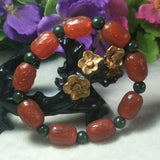 Red Agate Fret Bucket Beads Jade Bracelet Lucky Amulet Fine Jewelry