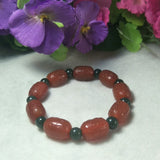 Red Agate Fret Bucket Beads Jade Bracelet Lucky Amulet Fine Jewelry