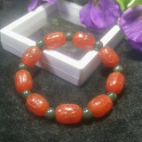 Red Agate Fret Bucket Beads Jade Bracelet Lucky Amulet Fine Jewelry