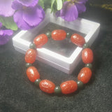 Red Agate Fret Bucket Beads Jade Bracelet Lucky Amulet Fine Jewelry