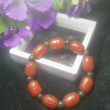 Red Agate Fret Bucket Beads Jade Bracelet Lucky Amulet Fine Jewelry