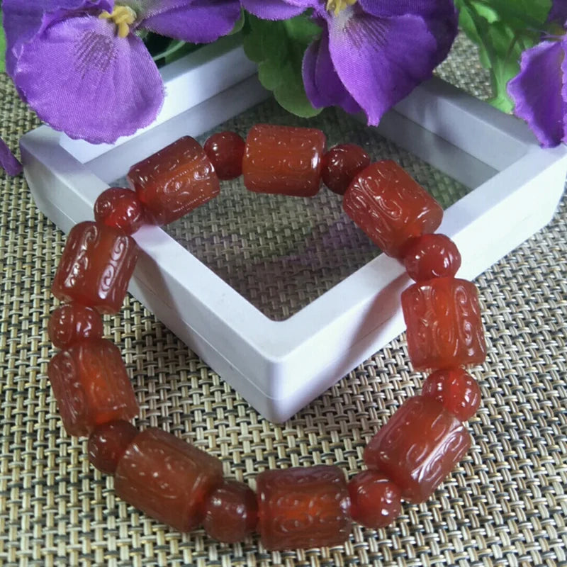 Red Agate Jade Bracelet Lucky Exorcise Evil Spirits Amulet
