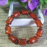 Red Agate Fret Slub Rice Bead Jade Bracelet Lucky Amulet